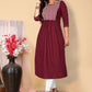 Designer Kurti Cotton Maroon Embroidered Kurtis