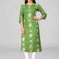 Designer Kurti Chanderi Green Embroidered Kurtis