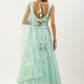 Lehenga Choli Net Turquoise Embroidered Lehenga Choli