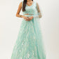 Lehenga Choli Net Turquoise Embroidered Lehenga Choli