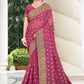 Designer Georgette Pink Embroidered Saree