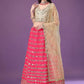 A Line Lehenga Net Satin Silk Pink Embroidered Lehenga Choli