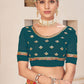 Classic Faux Georgette Teal Embroidered Saree