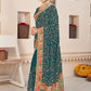Classic Faux Georgette Teal Embroidered Saree
