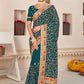 Classic Faux Georgette Teal Embroidered Saree