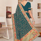 Classic Faux Georgette Teal Embroidered Saree