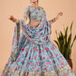 A Line Lehenga Faux Georgette Grey Embroidered Lehenga Choli