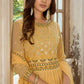 Floor Lenght Salwar Suit Faux Georgette Mustard Embroidered Salwar Kameez