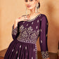Palazzo Salwar Suit Faux Georgette Purple Embroidered Salwar Kameez