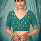 Trendy Saree Faux Georgette Teal Embroidered Saree
