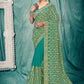 Trendy Saree Faux Georgette Teal Embroidered Saree