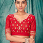 Traditional Saree Faux Georgette Red Embroidered Saree