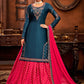 A Line Lehenga Satin Blue Embroidered Lehenga Choli