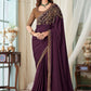 Classic Silk Wine Embroidered Saree