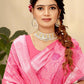 Contemporary Chanderi Cotton Pink Embroidered Saree