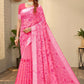 Contemporary Chanderi Cotton Pink Embroidered Saree
