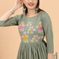 Party Wear Kurti Rayon Viscose Green Embroidered Kurtis