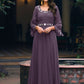 Gown Georgette Mauve Embroidered Gown