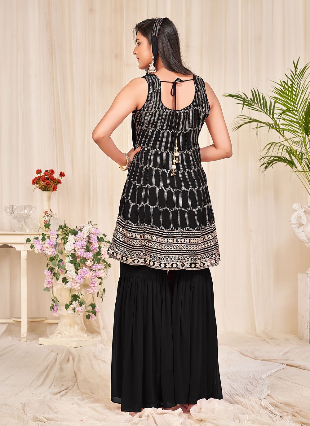 Salwar Suit Georgette Black Embroidered Salwar Kameez