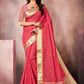 Classic Linen Silk Pink Embroidered Saree