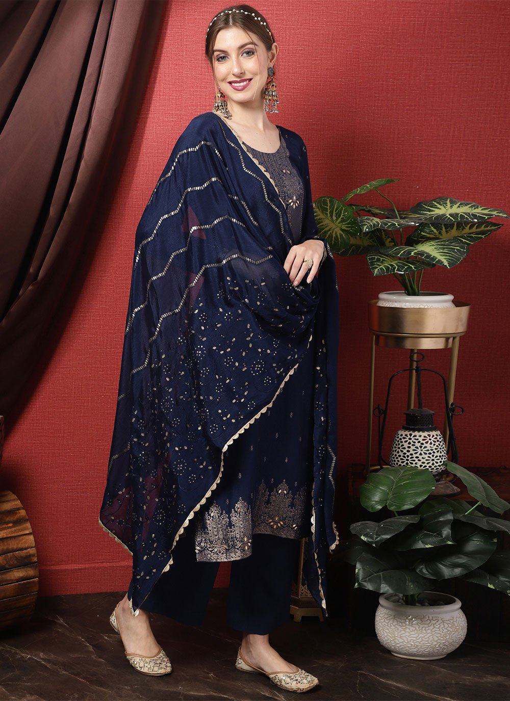 Trendy Suit Silk Blue Embroidered Salwar Kameez