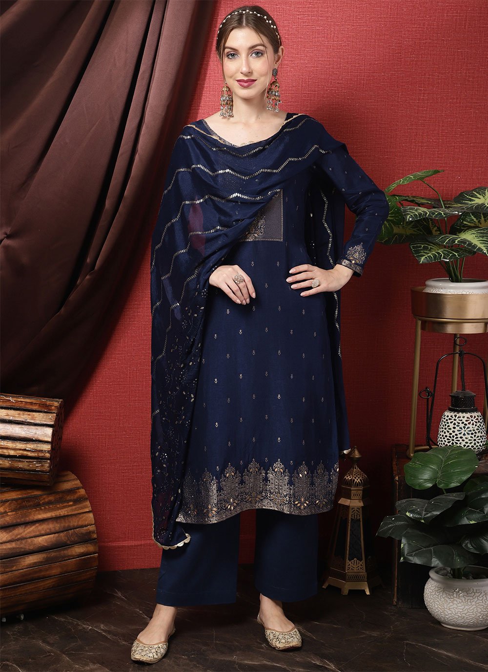 Trendy Suit Silk Blue Embroidered Salwar Kameez