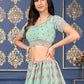 A Line Lehenga Georgette Sea Green Embroidered Lehenga Choli