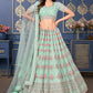 A Line Lehenga Georgette Sea Green Embroidered Lehenga Choli