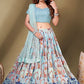 Readymade Lehenga Choli Georgette Viscose Blue Embroidered Lehenga Choli