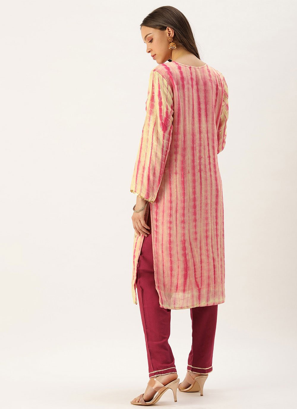 Casual Kurti Georgette Peach Embroidered Kurtis