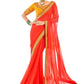 Classic Georgette Red Embroidered Saree