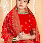 Designer Georgette Red Embroidered Saree