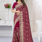Designer Georgette Red Diamond Saree