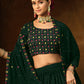 A Line Lehenga Georgette Green Embroidered Lehenga Choli