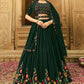 A Line Lehenga Georgette Green Embroidered Lehenga Choli