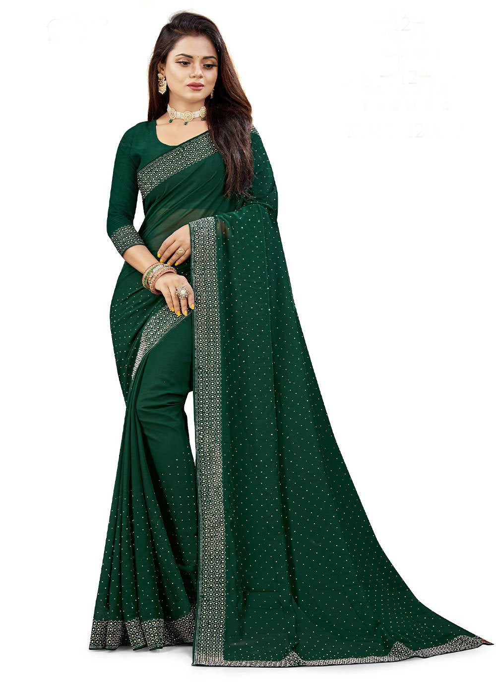 Classic Georgette Green Embroidered Saree