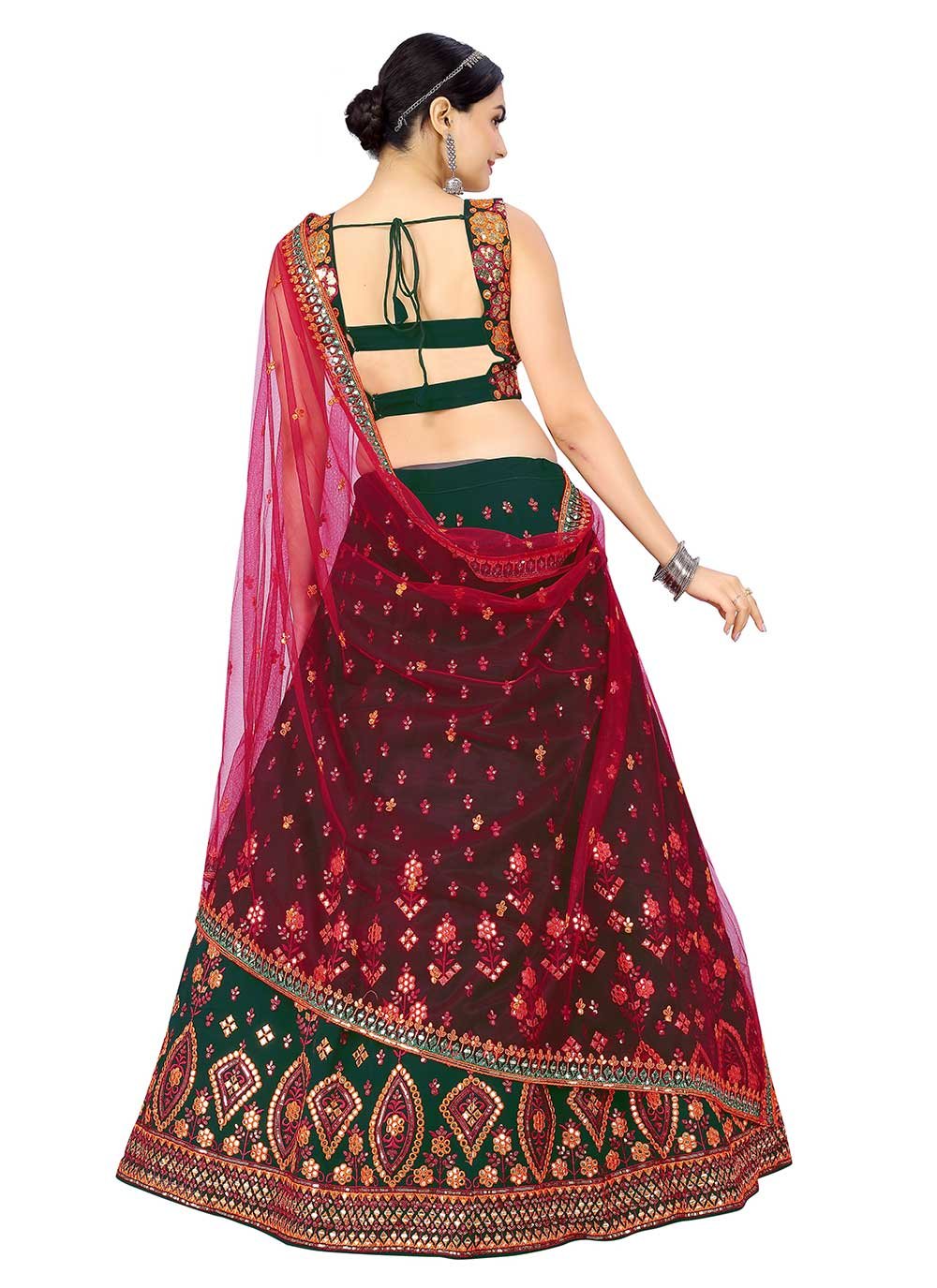 Lehenga Choli Georgette Green Embroidered Lehenga Choli