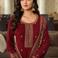 Pakistani Salwar Suit Georgette Maroon Embroidered Salwar Kameez