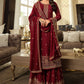 Pakistani Salwar Suit Georgette Maroon Embroidered Salwar Kameez