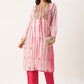 Party Wear Kurti Georgette Pink Embroidered Kurtis