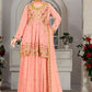 Lehenga Choli Georgette Peach Embroidered Lehenga Choli