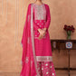 Salwar Suit Chinon Georgette Pink Embroidered Salwar Kameez