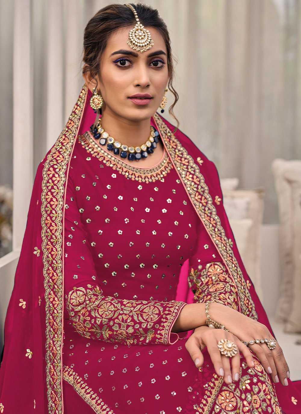 Salwar Suit Georgette Rani Embroidered Salwar Kameez