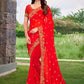 Traditional Saree Georgette Red Embroidered Saree