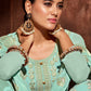 Salwar Suit Georgette Aqua Blue Embroidered Salwar Kameez
