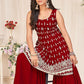 Sharara Set Georgette Maroon Embroidered Salwar Kameez