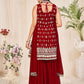 Sharara Set Georgette Maroon Embroidered Salwar Kameez