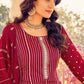 Straight Salwar Suit Georgette Red Diamond Salwar Kameez