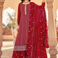 Straight Salwar Suit Georgette Red Diamond Salwar Kameez