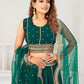 Lehenga Choli Georgette Viscose Teal Embroidered Lehenga Choli